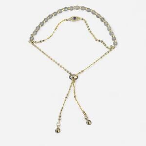 BaubleBar - Gold & Silver Toned Beaded Bracelet with Eye Charm - 6.5"